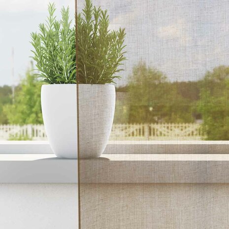 Gordijnen voile met roedezakken 2 st lichtbruin 3