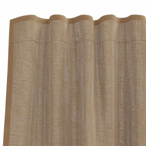 Gordijnen voile met roedezakken 2 st lichtbruin 6