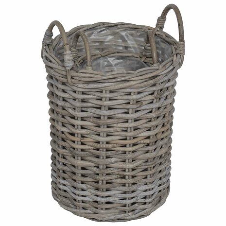 Plantenmand met opslag 2 pcs Grijs Kubu Rattan 9