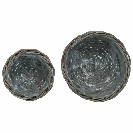 Plantenmand met opslag 2 pcs Grijs Kubu Rattan 6