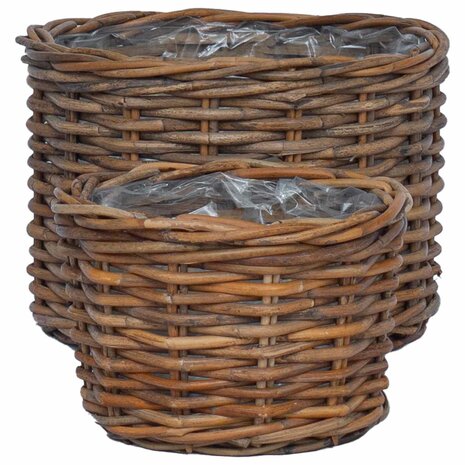 Plantenmand met opslag 2 pcs Bruin Kubu Rattan 5