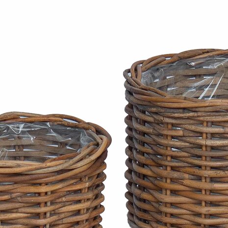 Plantenmand met opslag 2 pcs Bruin Kubu Rattan 7