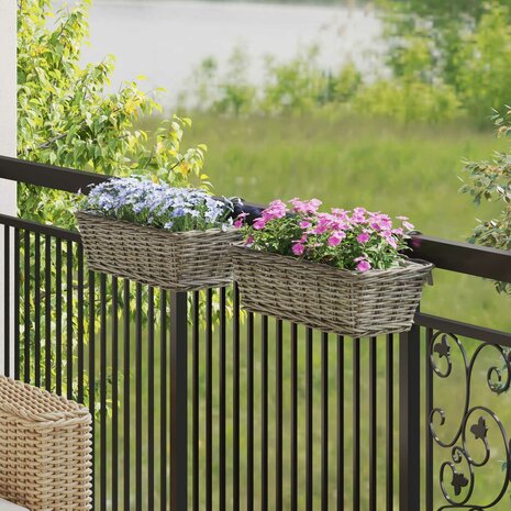 Hangende Plantenmand 2 pcs Grijs 48 x 22 x 15 cm Lacak Riet 1