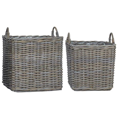 Plantenmand met opslag 2 pcs Grijs Lacak Riet 2