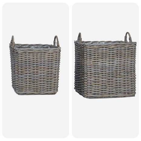 Plantenmand met opslag 2 pcs Grijs Lacak Riet 4