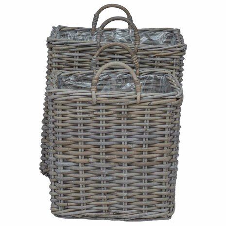 Plantenmand met opslag 2 pcs Grijs Lacak Riet 5