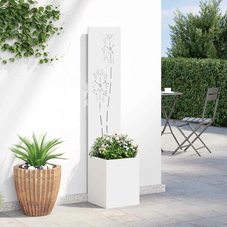 Privacyscherm Bloemen Wit 32 x 140 cm Koudgewalst staal 4