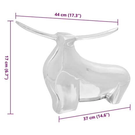 Stierensculptuur Zilver 37 x 44 x 17 cm Aluminium 7