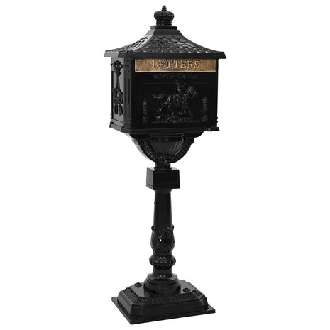 Staande brievenbus Zwart 42,5 x 29,5 x 117 cm Gegoten aluminium 1