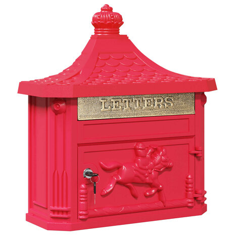 Wandgemonteerde brievenbus met opslag Rood 40,5 x 16 x 45 cm 2