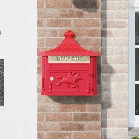Wandgemonteerde brievenbus met opslag Rood 40,5 x 16 x 45 cm 4