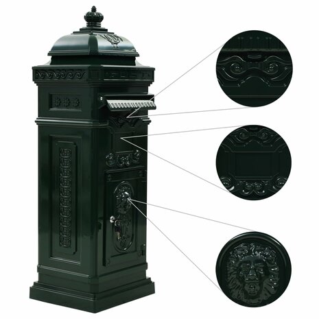 Pilaar brievenbus vintage stijl roestbestendig aluminium groen 5