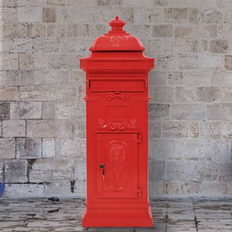 Pilaar brievenbus vintage stijl roestbestendig aluminium rood 1