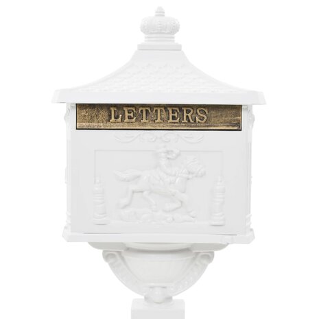 Staande brievenbus vintage stijl roestbestendig aluminium wit 4
