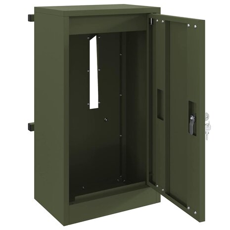 Brievenbus met opslag met slot Olijfgroen 30 x 20 x 55 cm Staal 4