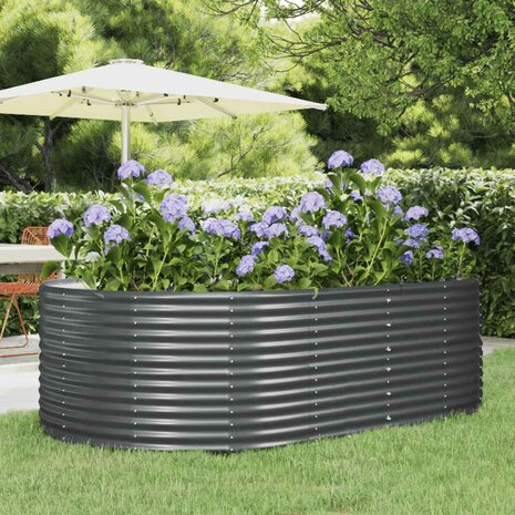Verhoogde tuinbak antraciet 212x140x68 cm gegalvaniseerd staal 1