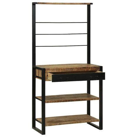 Keukenrek Bruin en zwart 80 x 40 x 160 cm Massief Mango Hout 2
