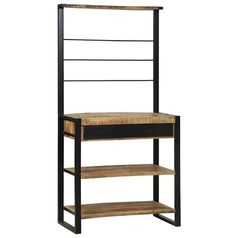 Keukenrek Bruin en zwart 80 x 40 x 160 cm Massief Mango Hout 3