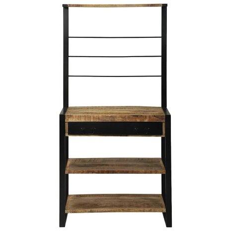 Keukenrek Bruin en zwart 80 x 40 x 160 cm Massief Mango Hout 5