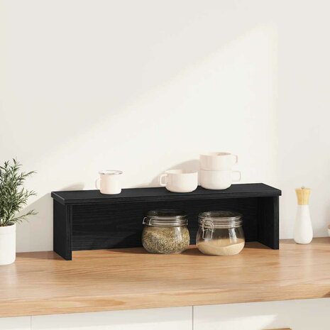 Keukenrek stapelbaar 50x15x16 cm bewerkt hout zwart 2