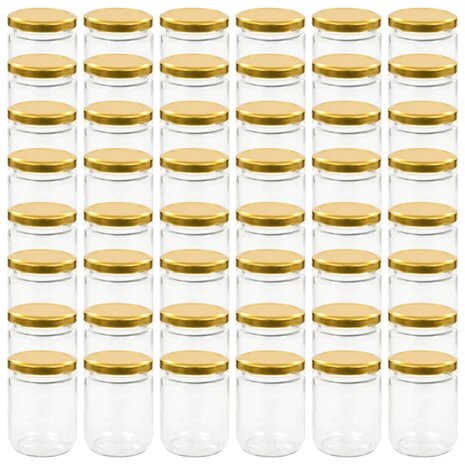 Jampotten met goudkleurige deksels 48 st 230 ml glas 2