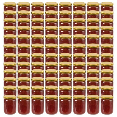 Jampotten met goudkleurige deksels 96 st 230 ml glas 1