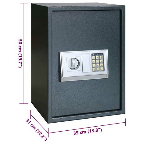 Digitale kluis met slot Donkergrijs 35 x 31 x 50 cm Staal 8