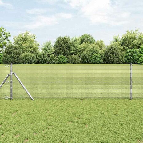 Afrasteringspaal Zilver 10 x 0,4 m (16 x 16 mm gaas) Staal 1