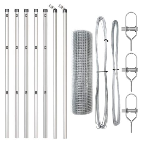 Afrasteringspaal Zilver 10 x 0,4 m (25 x 25 mm gaas) Staal 5