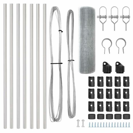 Afrasteringspaal Zilver 10 x 0,4 m (25 x 25 mm gaas) Staal 6