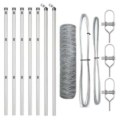 Afrasteringspaal Zilver 10 x 0,4 m (50 mm mesh) Staal 2