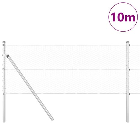 Afrasteringspaal Zilver 10 x 0,6 m (25 mm gaas) Staal 3