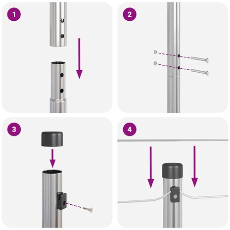 Afrasteringspaal 7 pcs Zilver Staal 7