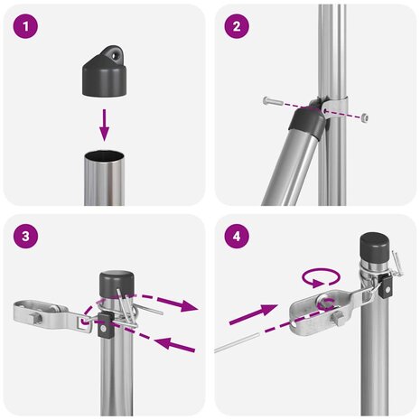 Afrasteringspaal 7 pcs Zilver Staal 8