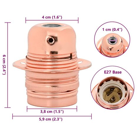 Lampfitting 2 stuks ros&eacute;goud E27 7