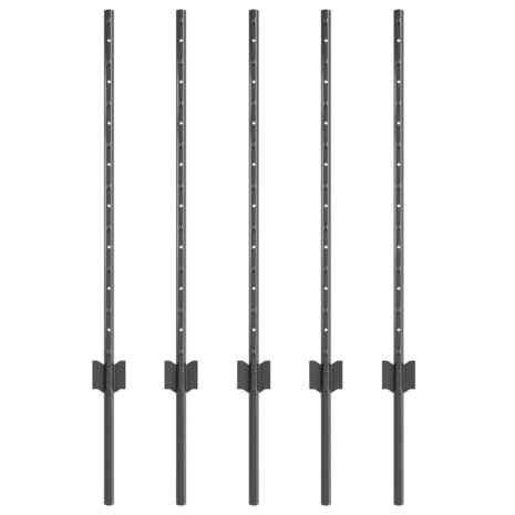 Afrasteringspaal 5 pcs Grijs 80 cm Staal 2