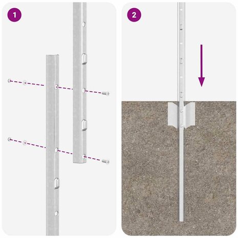 Afrasteringspaal 5 pcs Zilver 140 cm Staal 7