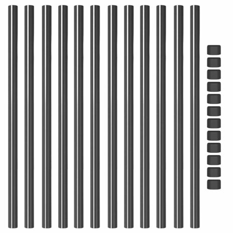 Afrasteringspaal 12 pcs Grijs 110 cm Poedergecoat staal 5