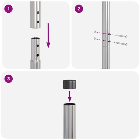 Afrasteringspaal 2 pcs Zilver Poedergecoat staal 7
