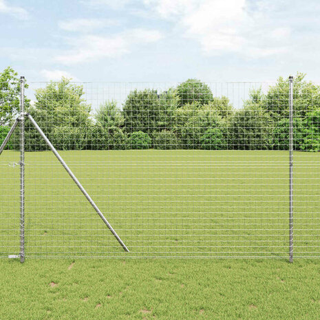 Afrasteringspaal 2 pcs Zilver Poedergecoat staal 1