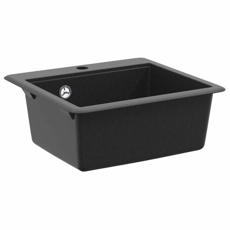 Spoelbak Zwart 470 x 440 mm Graniet 1