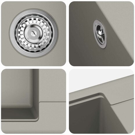 Spoelbak Grijs 670 x 460 mm 80% Kwarts en 20% Hars 7