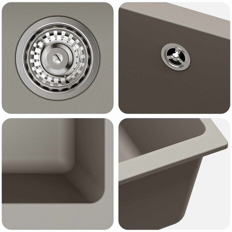 Spoelbak Grijs 370 x 460 mm 80% Kwarts en 20% Hars 7