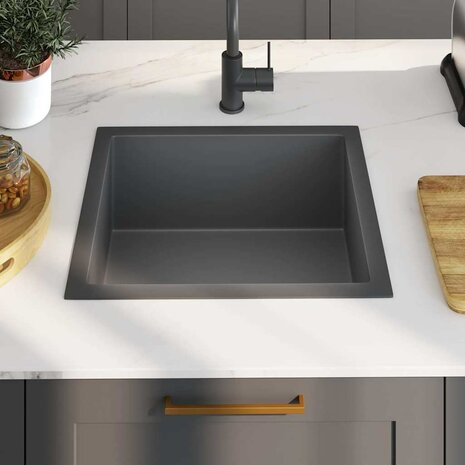 Spoelbak handgemaakt roestvrij staal zwart 3