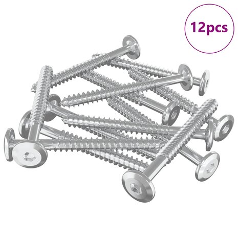 Houtschroeven 12 pcs Zilver M6 x 70 mm Staal 2
