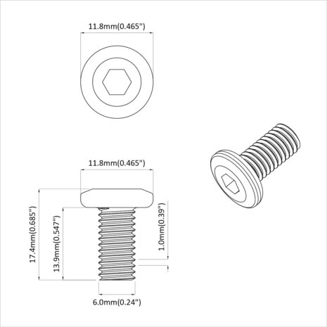 Vergrendelingsschroef 12 pcs Zilver M6 x 15 mm Staal 6
