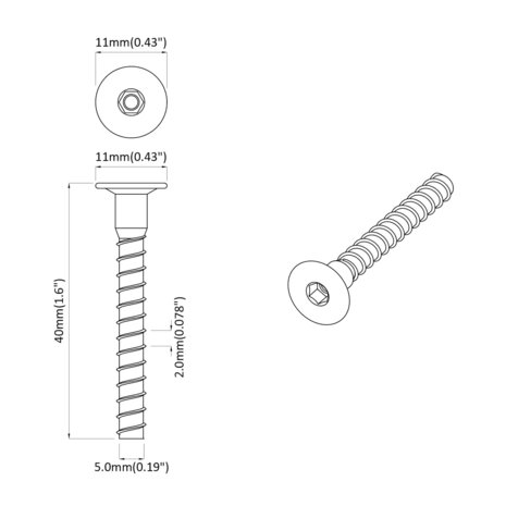 Bout 5143 pcs Verzinkt 5 x 40 mm IJzer 6