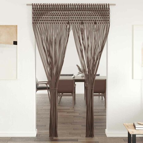 Gordijn macram&eacute; 140x240 cm katoen taupe 1