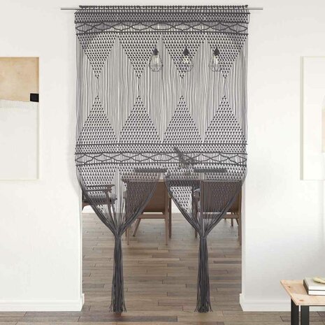 Gordijn macram&eacute; 140x240 cm katoen antraciet 1