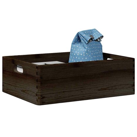 Houten kist met handvatten 40x30x13 cm massief grenenhout zwart 1